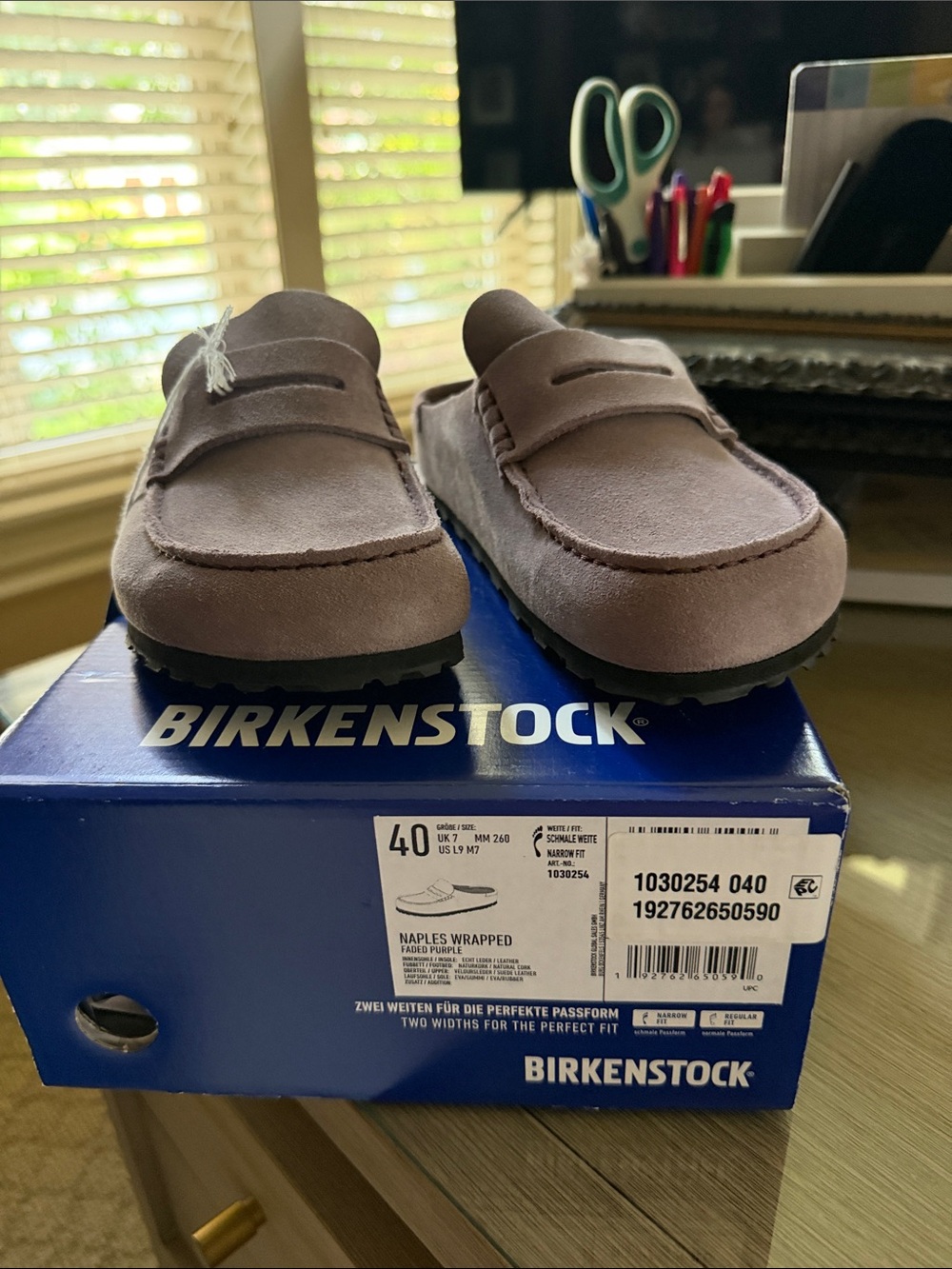 Birkenstock Naples Wrapped Women’s Slip-On Loafer —  Faded Purple Suede